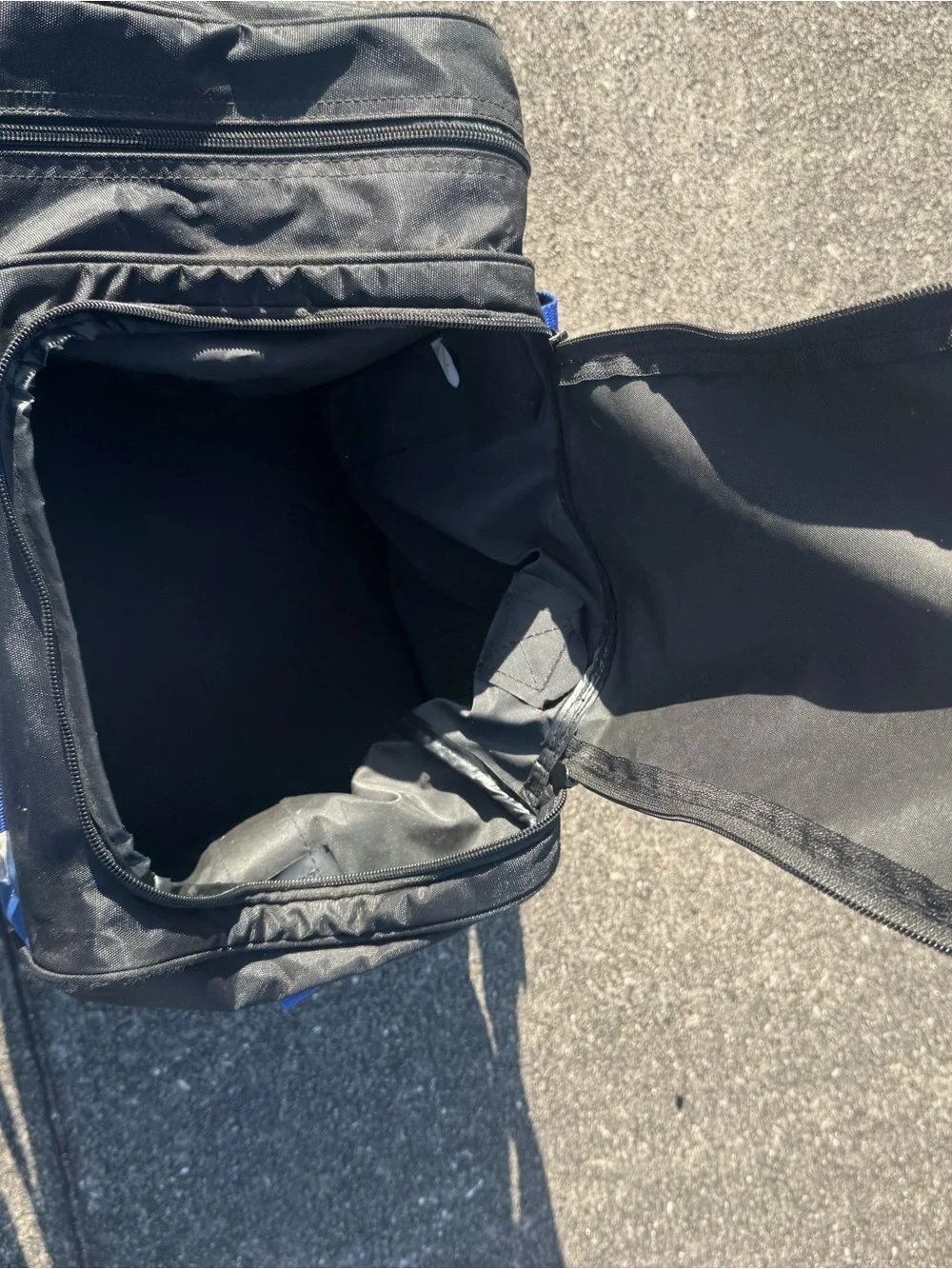 Patriots Blue and Black Travel Duffel with Shoulder Strap